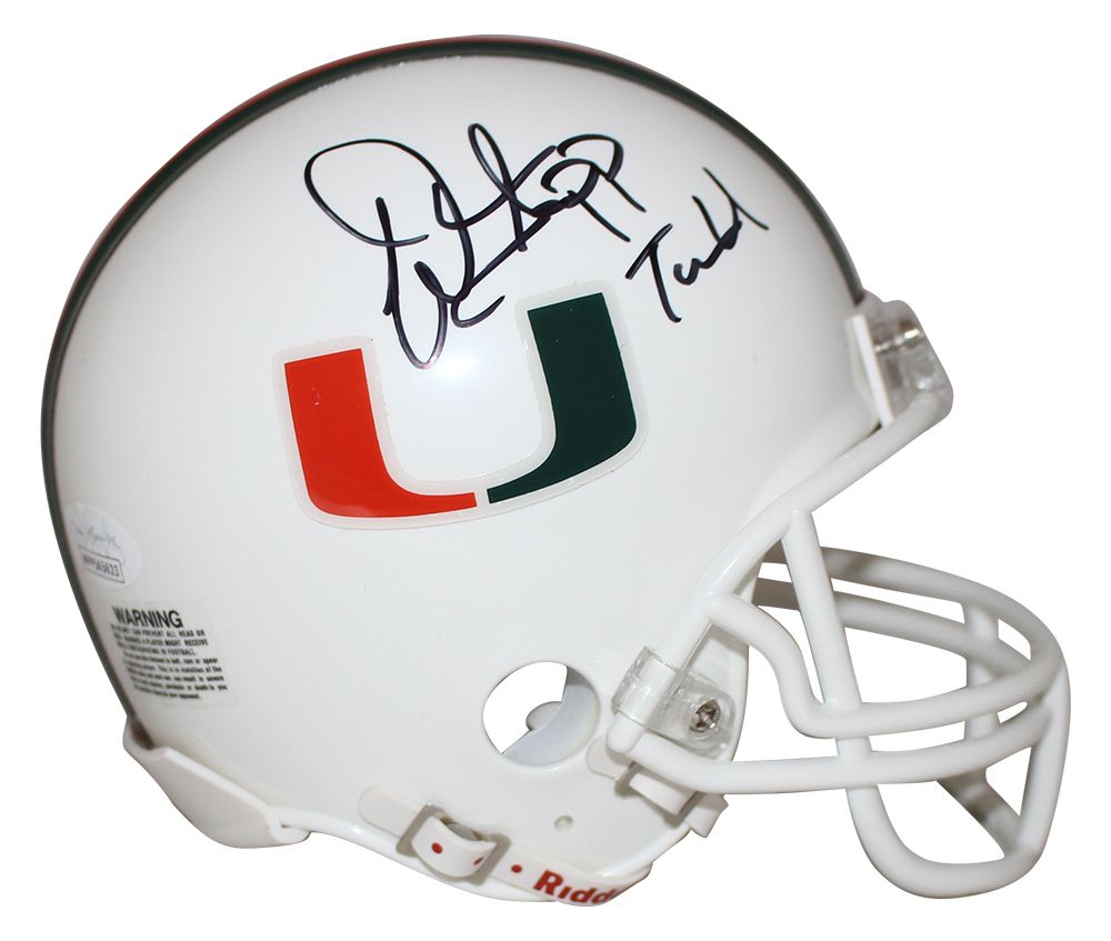 Warren Sapp Autographed/Signed Miami Hurricanes Mini Helmet The U JSA