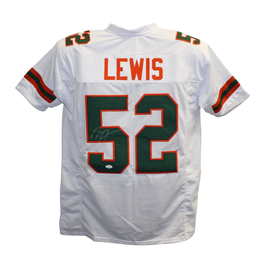 Ray Lewis Autographed/Signed College Style White XL Jersey JSA