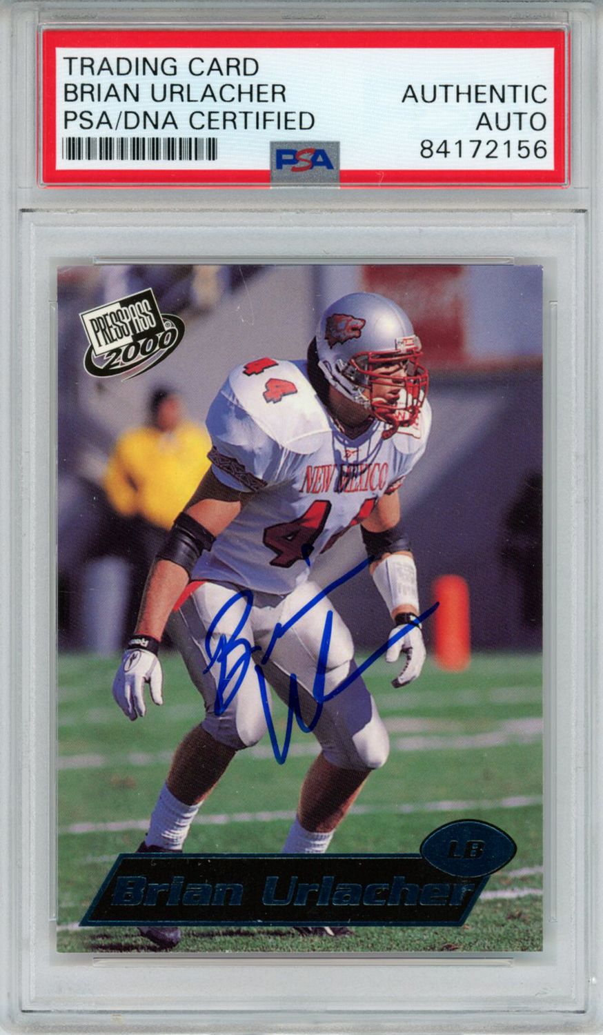 Brian Urlacher Autographed 2000 Press Pass #8 Rookie Card PSA Slab