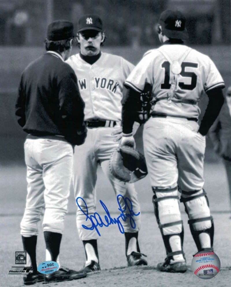Sparky Lyle Autographed New York Yankees 8x10 Photo w/Martin &amp; Munson SGC
