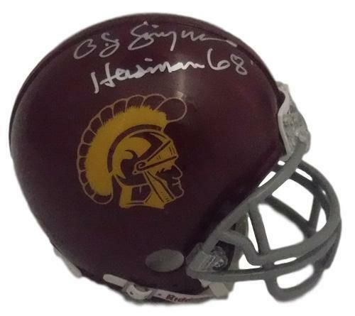 OJ Simpson Autographed USC Trojans Mini Helmet Heisman 68 in Silver JSA