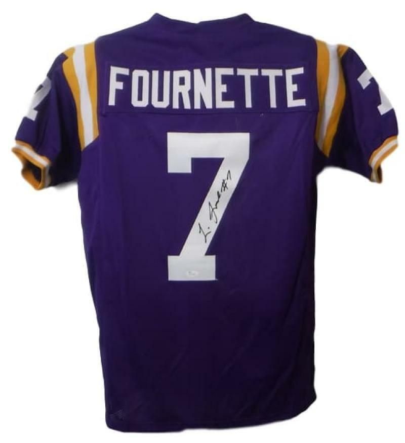 Leonard Fournette Autographed LSU Tigers Custom Size XL Purple Jersey JSA