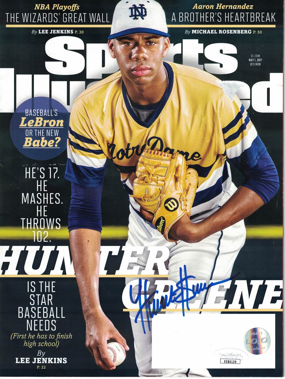 Hunter Greene Signed Notre Dame Fighting Irish Sports Illustrated JSA