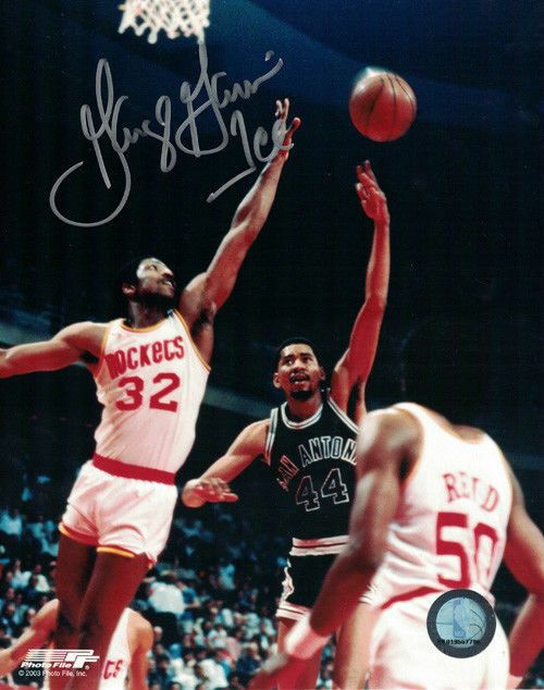 George Gervin Autographed San Antonio Spurs 8x10 Photo Hook Shot