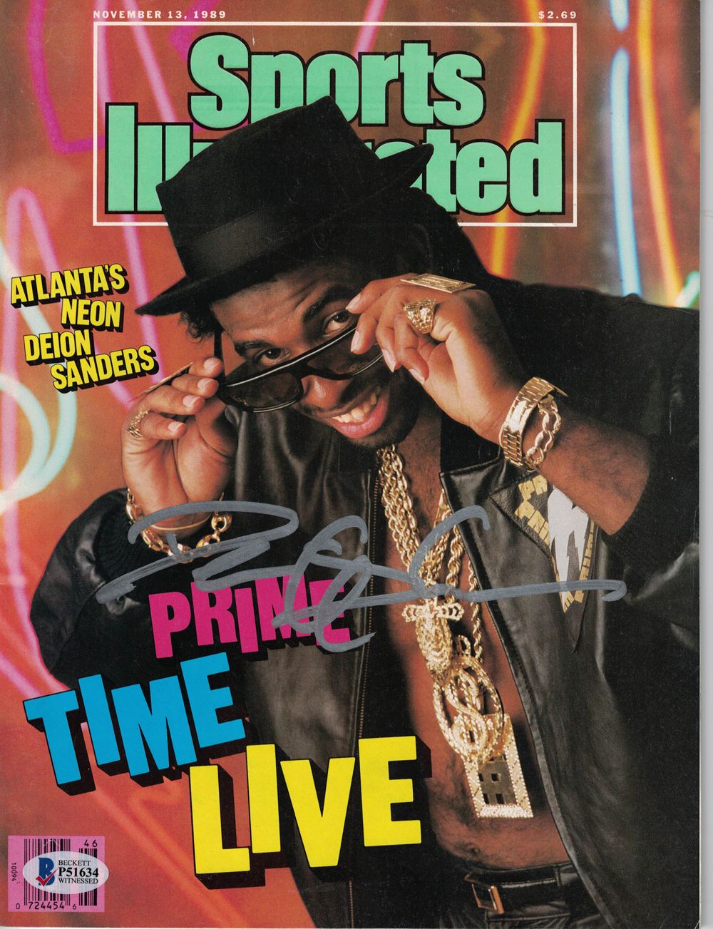 Deion Sanders Autographed Dallas Cowboys Sports Illustrated 11/13/89 BAS