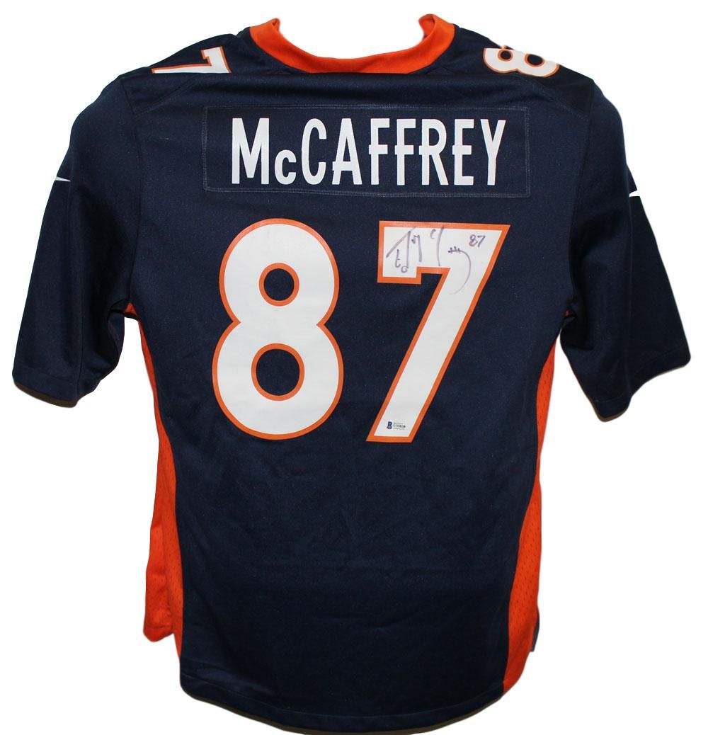 Ed McCaffrey Autographed/Signed Denver Broncos Nike Blue M Jersey BAS
