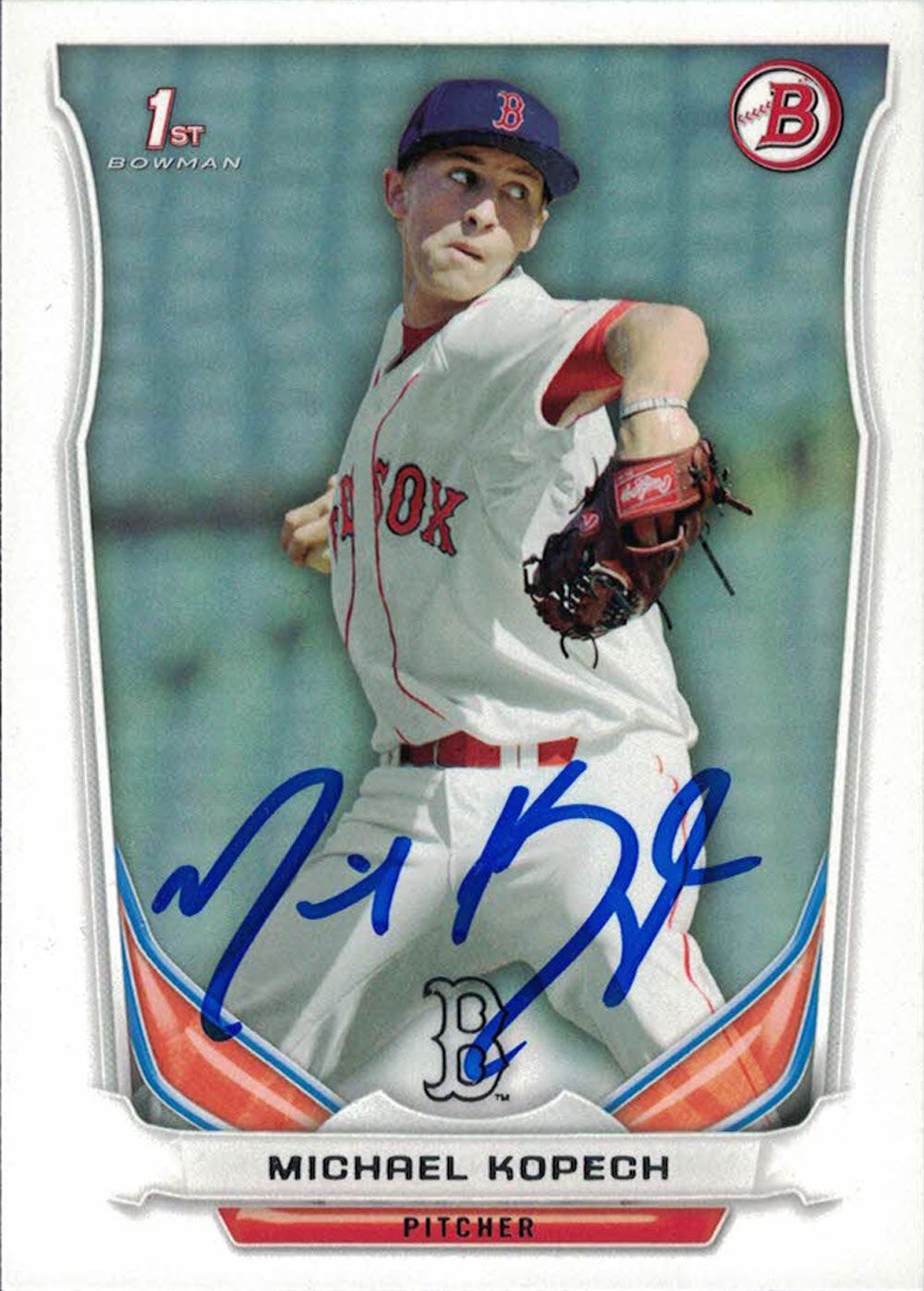 Michael Kopech Autographed Boston Red Sox 2014 Bowman Trading Card