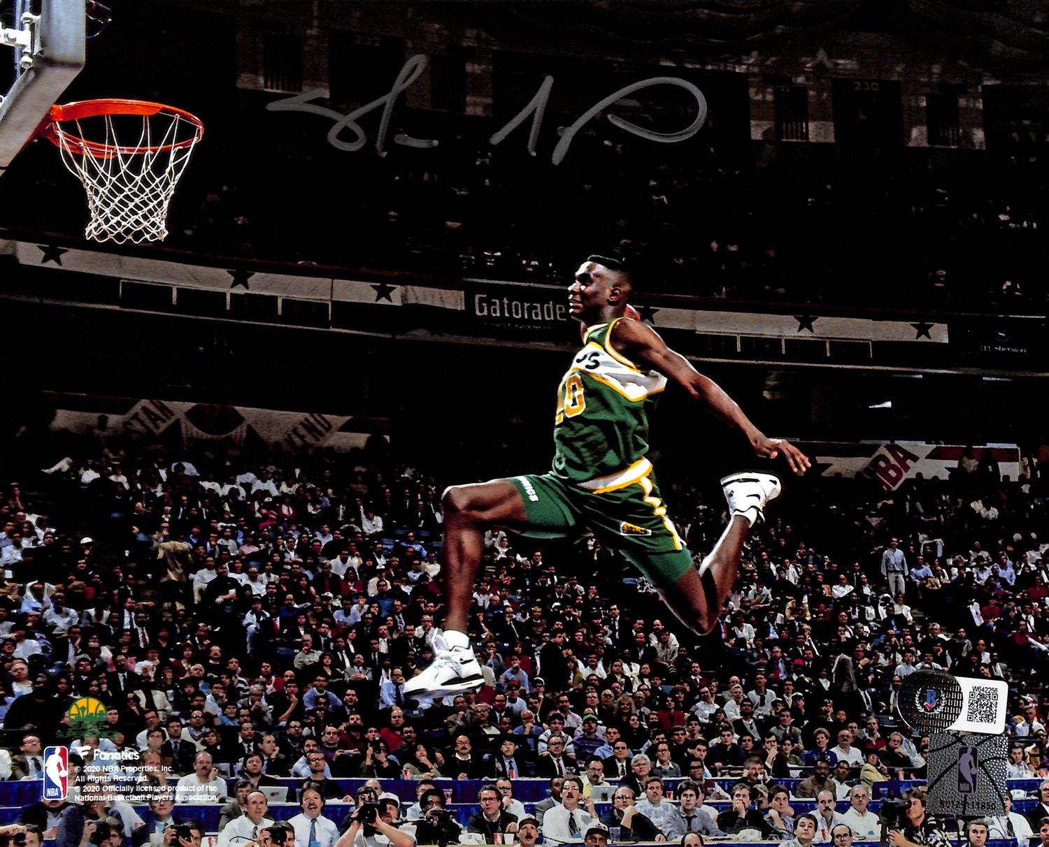 Shawn Kemp Autographed/Signed Seattle Super Sonics 8x10 Photo BAS