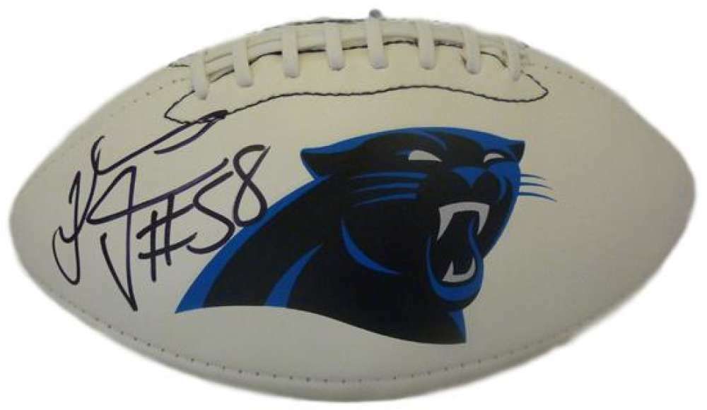 Thomas Davis Autographed Carolina Panthers White Panel Logo Football JSA