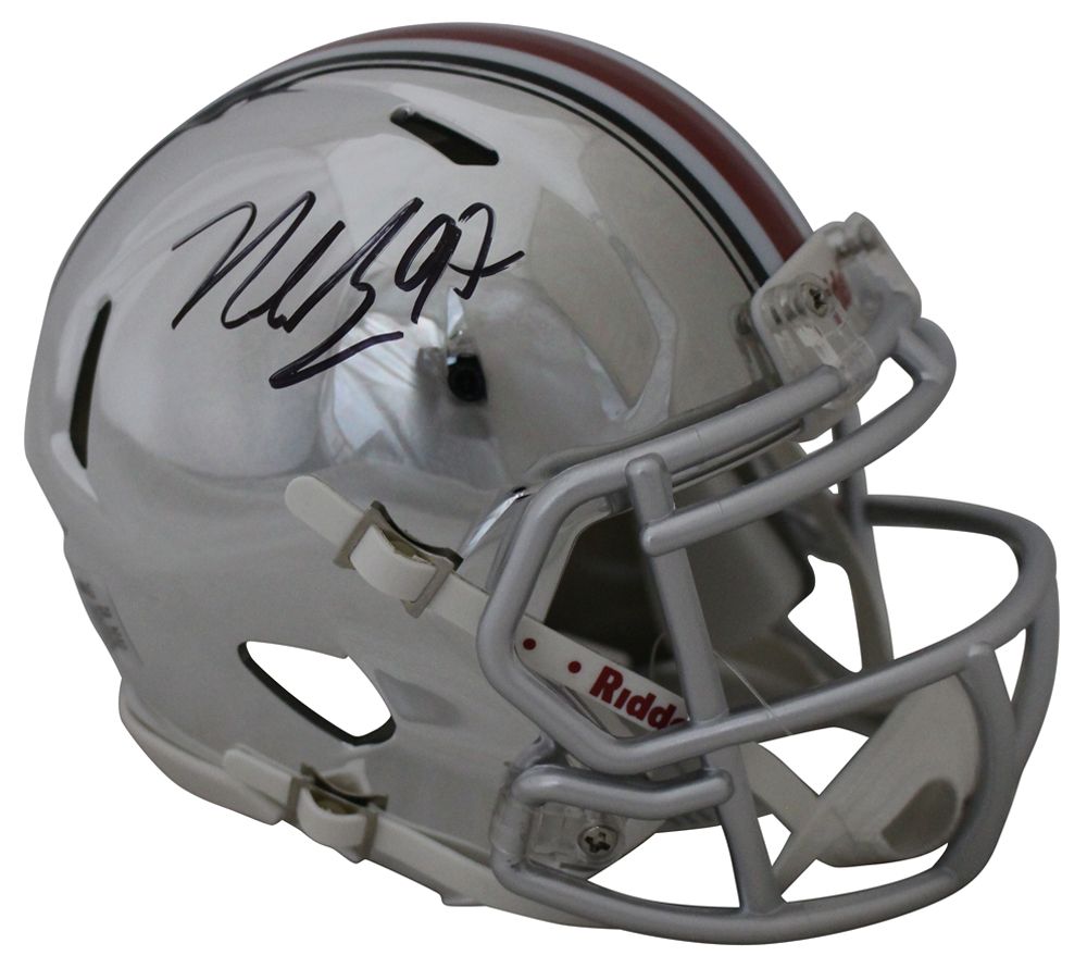Nick Bosa Autographed Ohio State Buckeyes Chrome Mini Helmet JSA