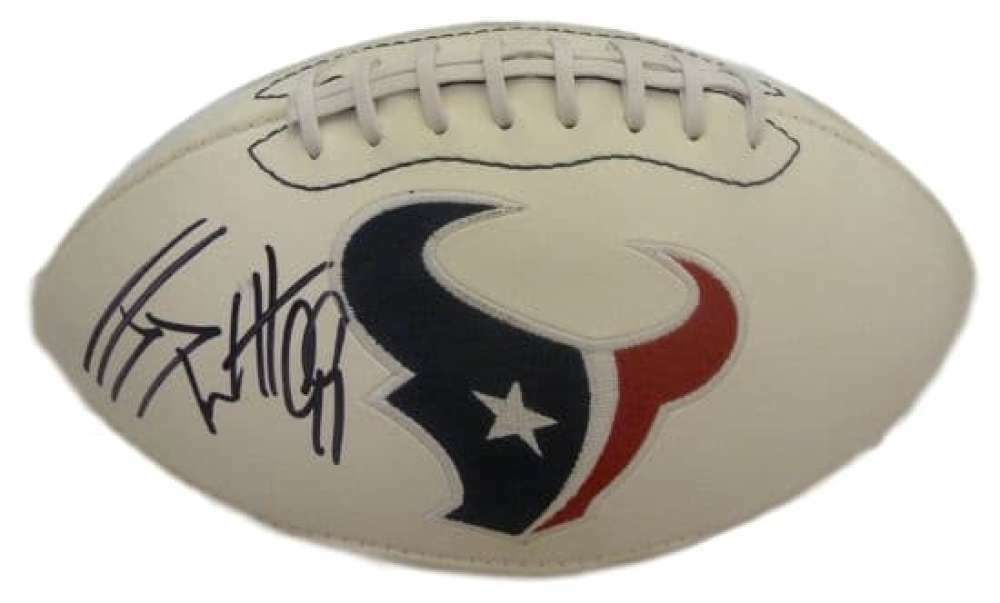 JJ Watt Autographed Houston Texans white logo Football JSA