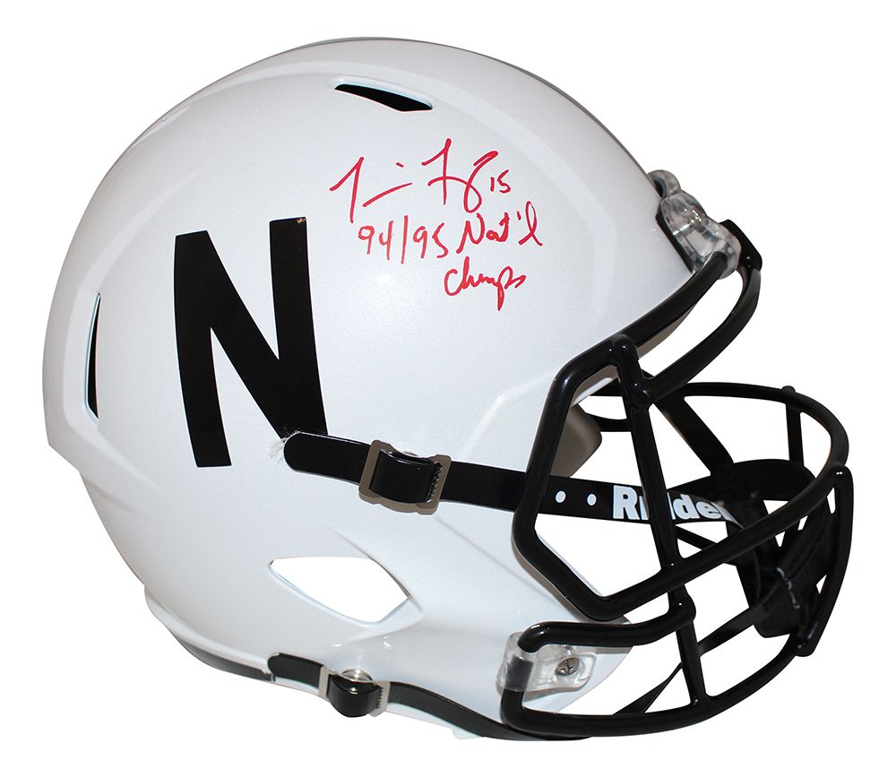 Tommie Frazier Signed Nebraska F/S 2019 White Helmet 94/95 Champs BAS