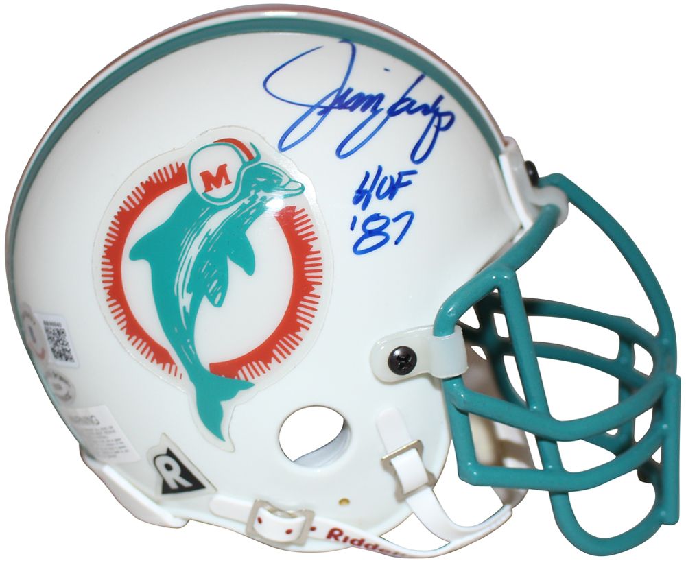 Jim Langer Autographed/Signed Miami Dolphins Mini Helmet HOF BAS