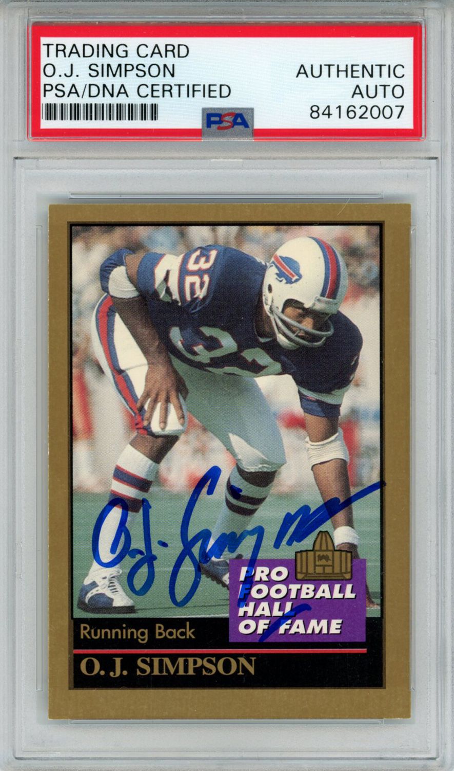O.J. Simpson Autographed 1995 Enor Hall of Fame #175 Trading Card PSA Slab