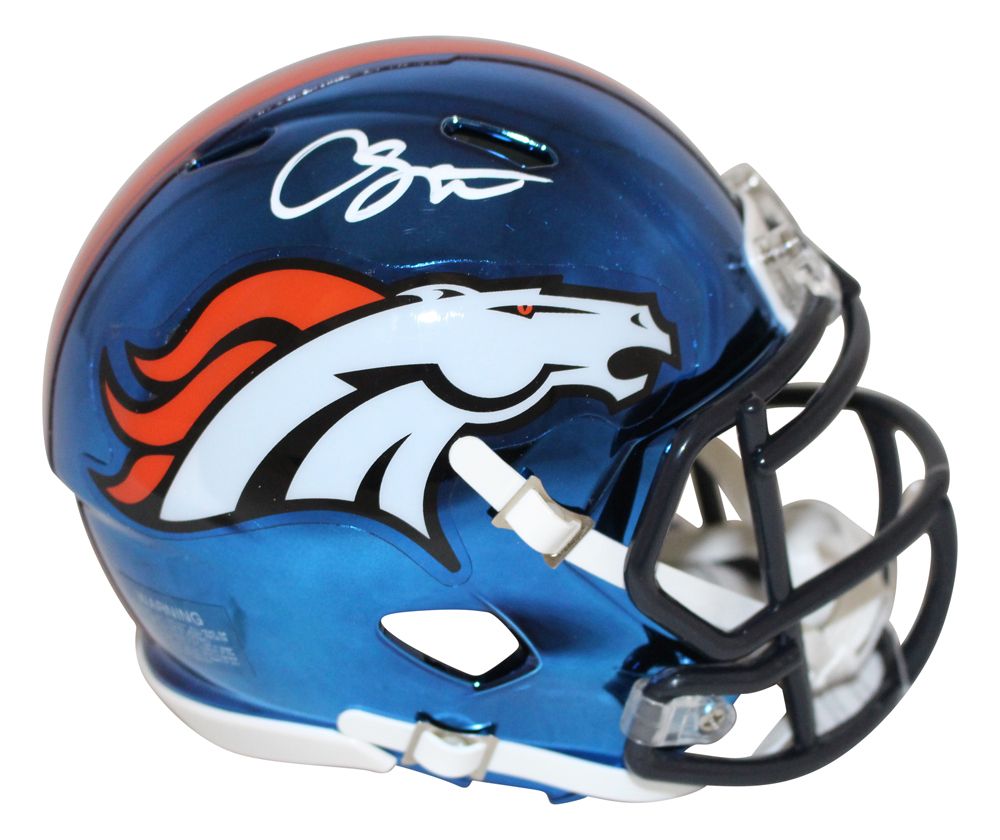 Courtland Sutton Autographed Denver Broncos Chrome Mini Helmet JSA