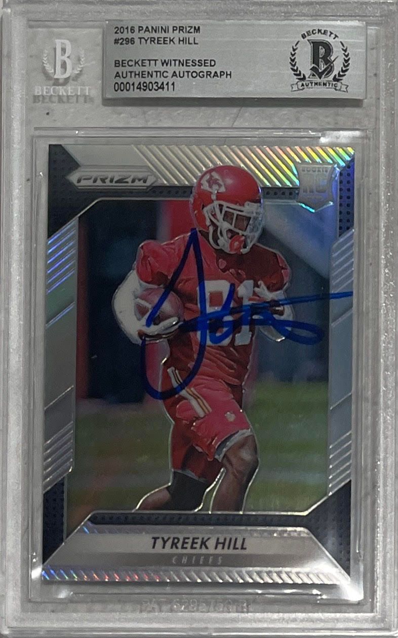 Tyreek Hill Signed 2016 #296 Panini Prizm KC Chiefs Slab Card Beckett