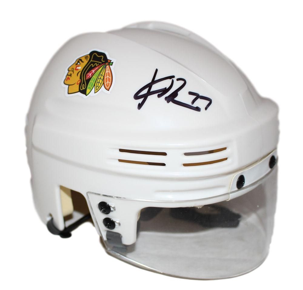 Kirby Dach Autographed/Signed Chicago Blackhawks Mini Helmet FAN