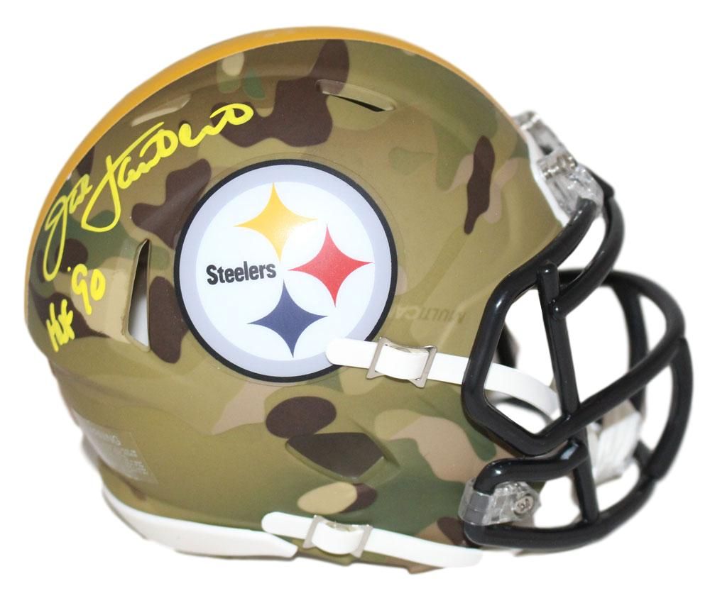 Jack Lambert Autographed Pittsburgh Steelers Camo Mini Helmet BAS