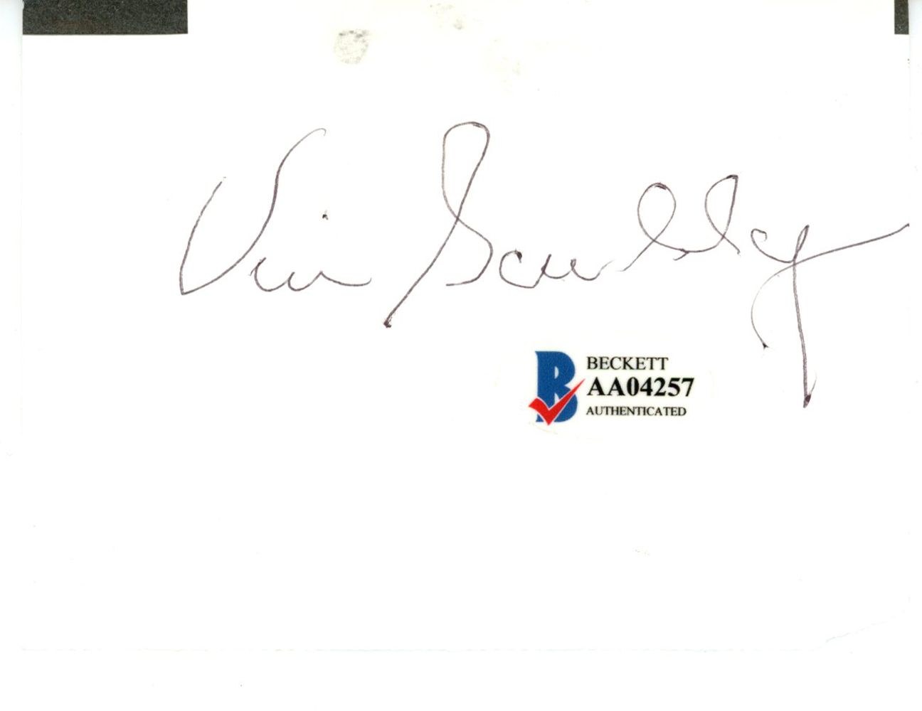 Vin Scully Autographed/Signed Badge Card Cut Beckett