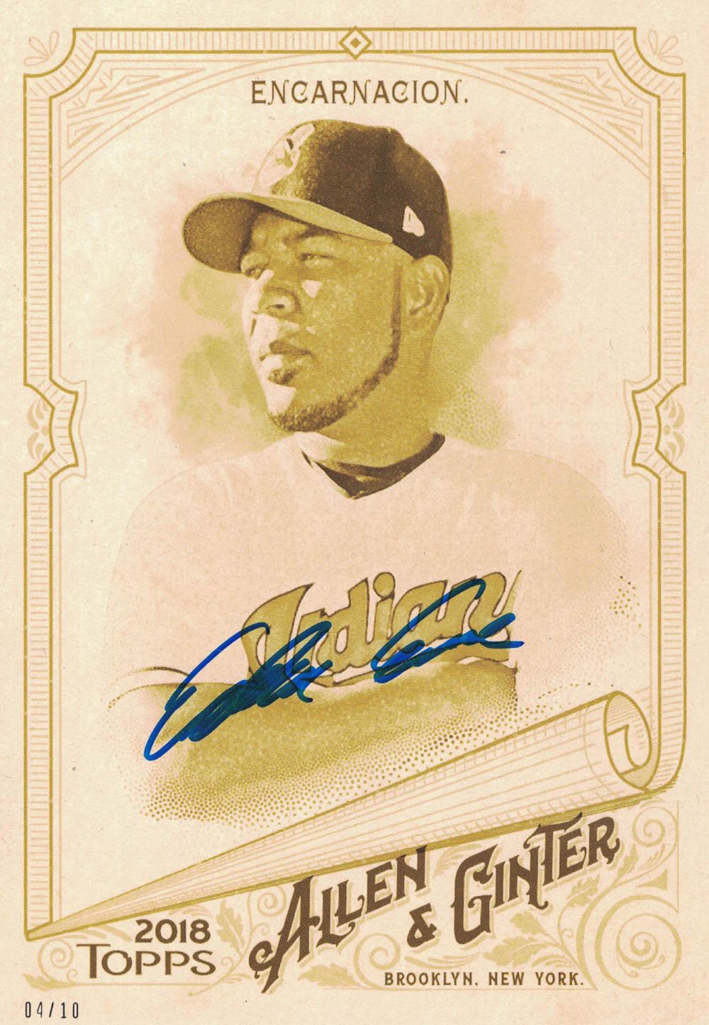 Edwin Encarnacion Signed Cleveland Indians 5x7 Topps Allen &amp; Ginters JSA
