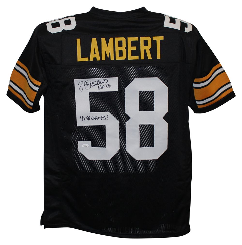 Jack Lambert Autographed/Signed Pro Style Black XL Jersey 2 Insc BAS