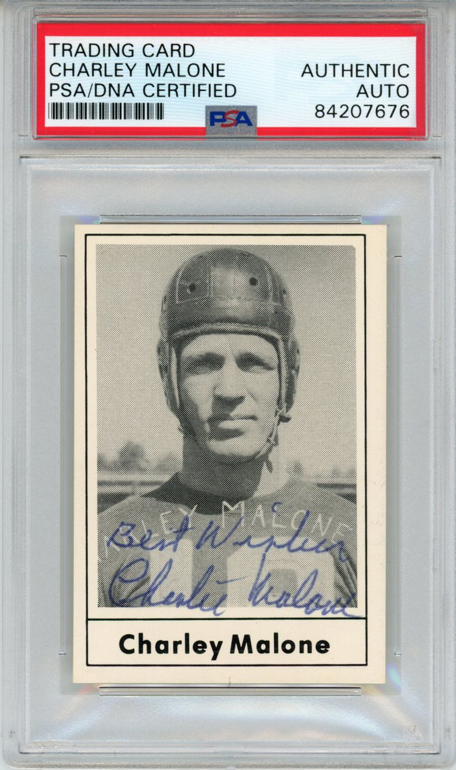 Charley Malone Signed 1977 Touchdown Club #27 Trading Card PSA Slab