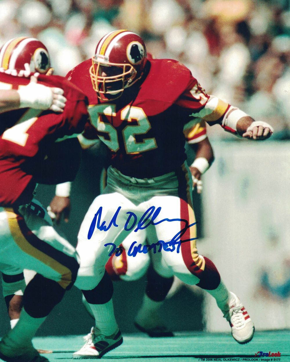 Neal Olkewicz Autographed Washington Redskins 8x10 Photo 70 Greatest