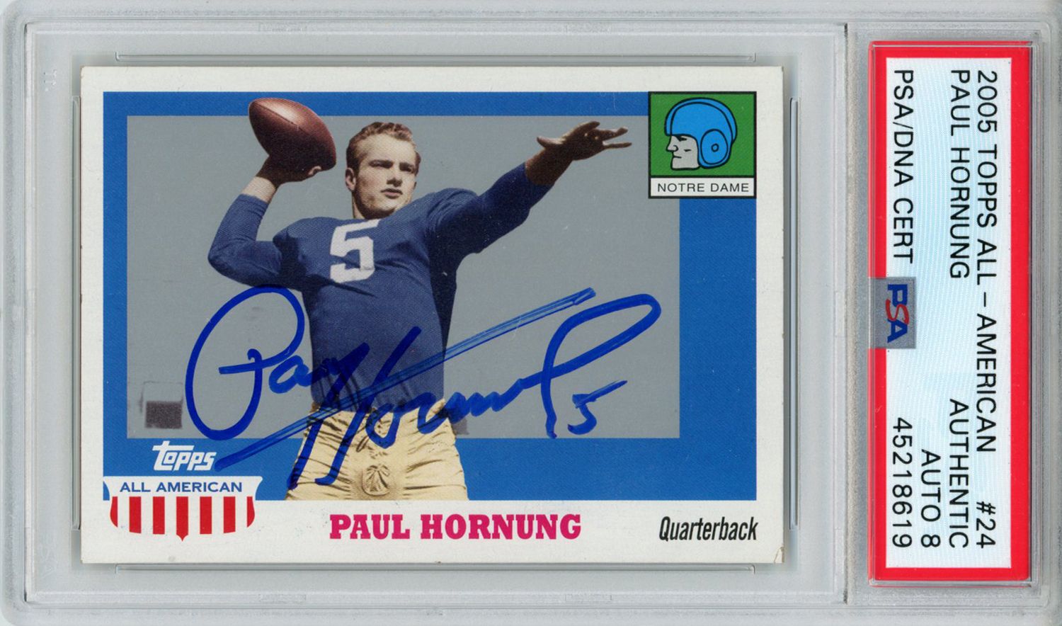 Paul Hornung Autographed 2005 Topps All American Trading Card PSA Slab