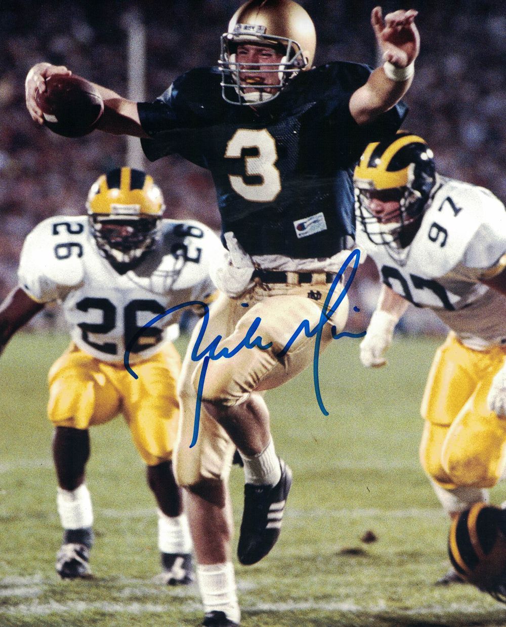 Rick Mirer Autographed/Signed Notre Dame Fighting Irish 8x10 Photo
