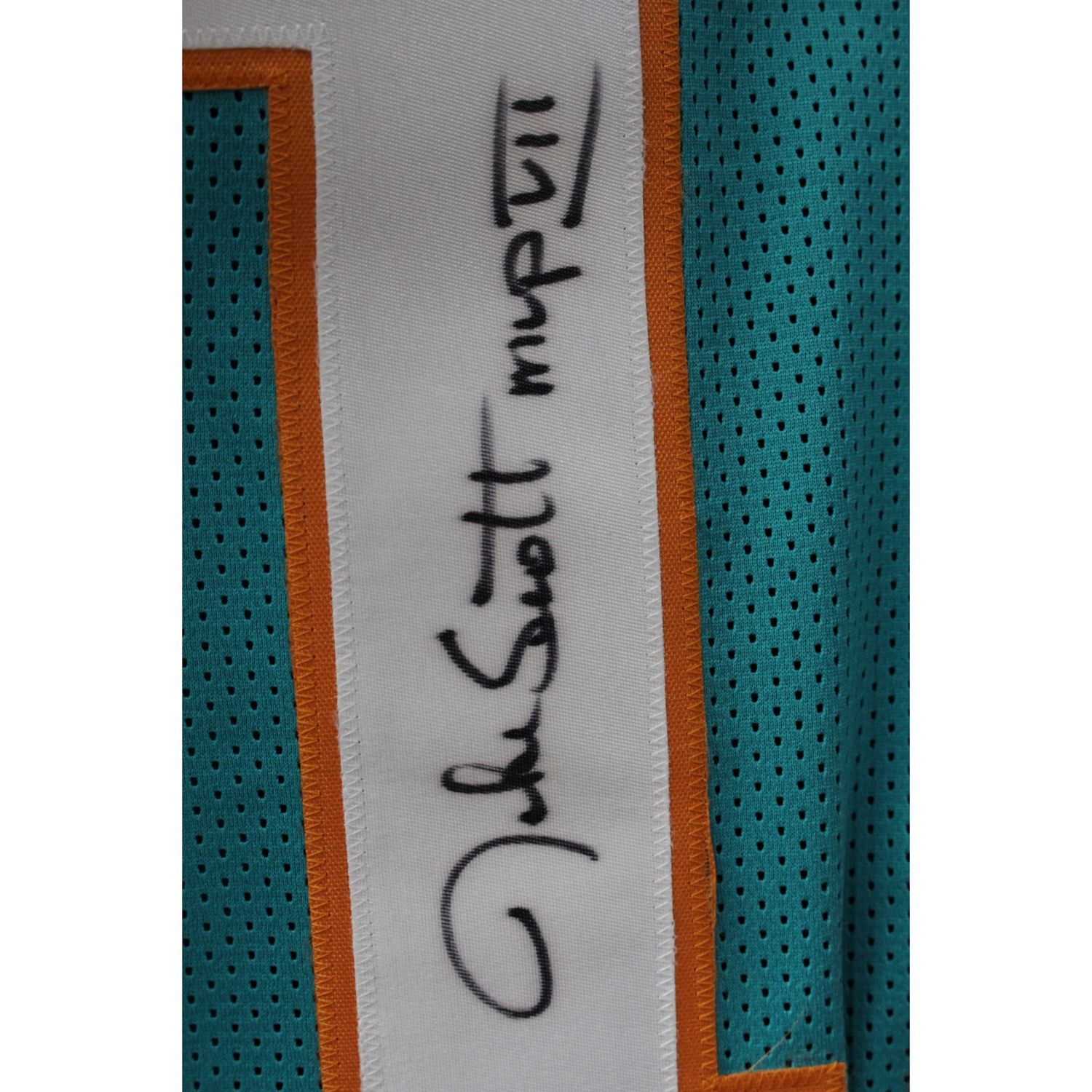 Jake Scott Autographed/Signed Pro Style Teal Jersey JSA 44088