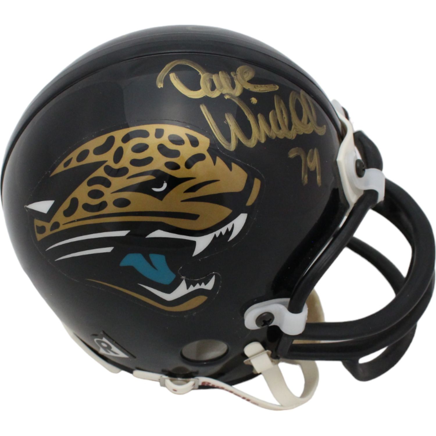 Dave Widell &amp; Steve Berlin Signed Jaguars VSR4 Replica Mini Helmet BAS 44726