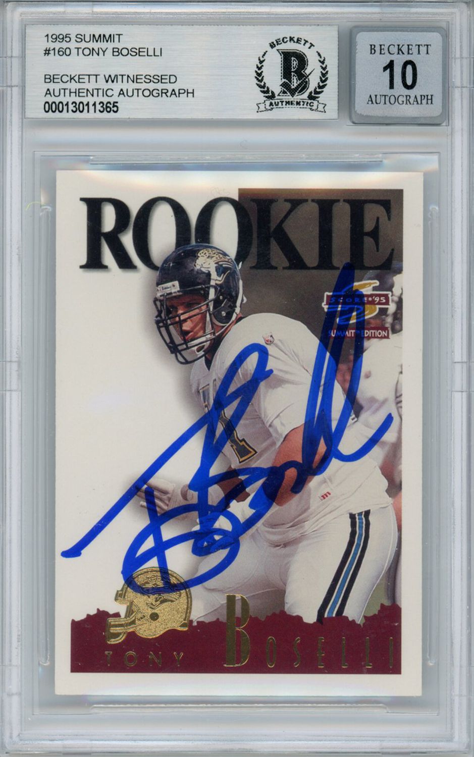Tony Boselli Autographed 1995 Summit Rookie Trading Card BAS 10 Slab