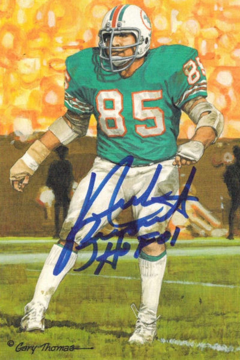 Nick Buoniconti Autographed Miami Dolphins Goal Line Art Card in Blue w/HOF 01