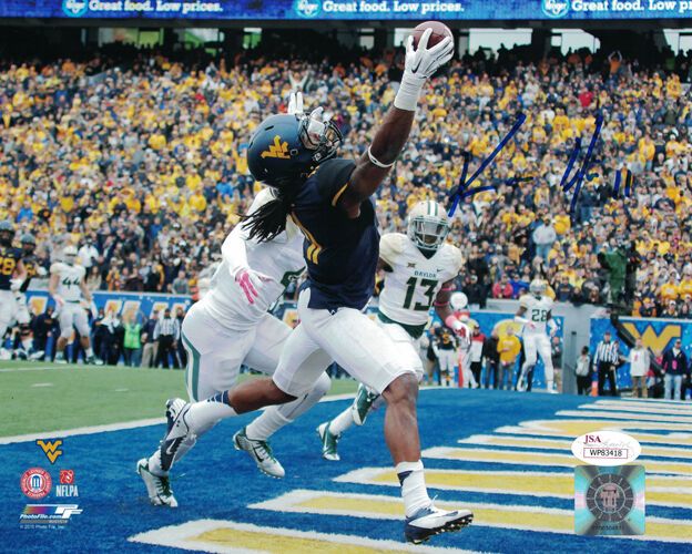 Kevin White Autographed West Virginia Mountaineers 8x10 Photo (TD catch) Jsa