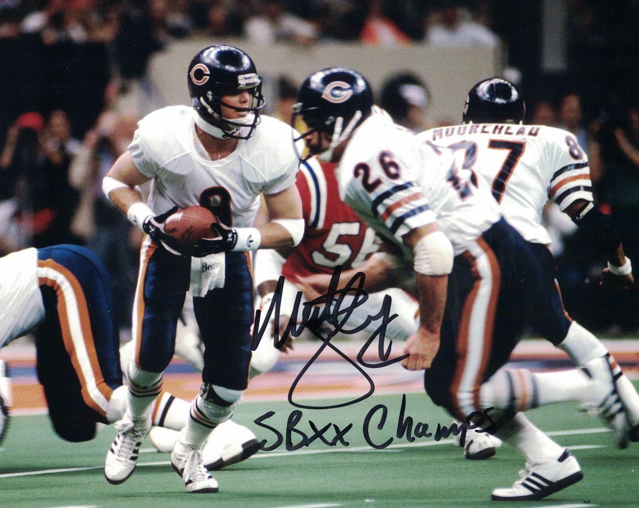 Matt Suhey Autographed/Signed Chicago Bears 8x10 Photo SB XX Champs