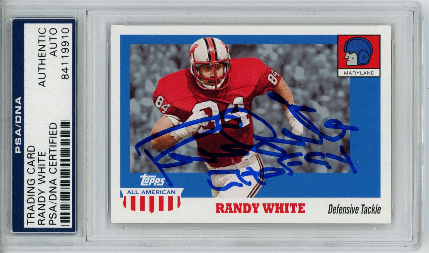 Randy White Autographed 2005 Topps All American Trading Card PSA Slab