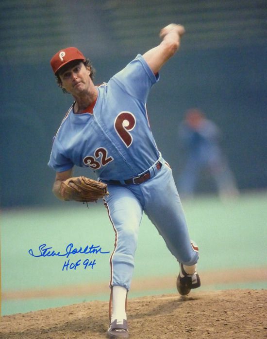 Steve Carlton Autographed Philadelphia Phillies 16x20 Photo w/HOF 94 (blue uniform)