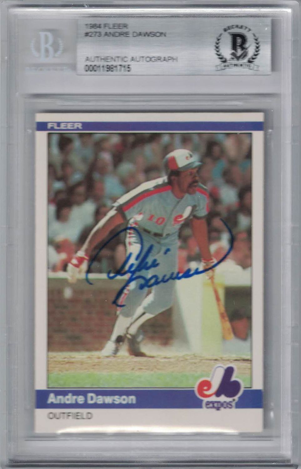 Andre Dawson Signed Montreal Expos 1984 Fleer #273 Trading Card BAS
