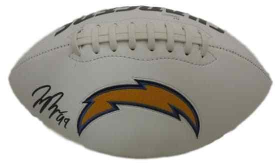 Joey Bosa Autographed san Diego Chargers White Logo Football JSA