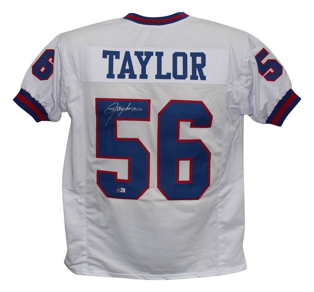 Lawrence Taylor Autographed/Signed Pro Style White XL Jersey Beckett