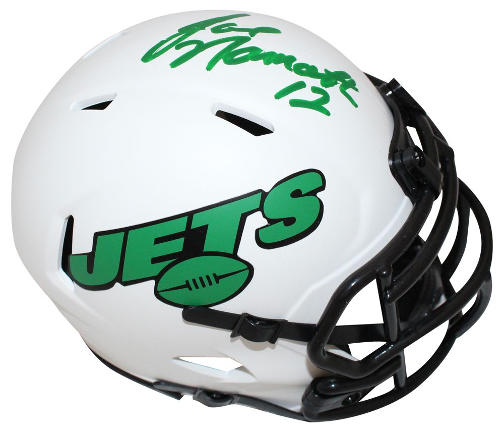 Joe Namath Autographed/Signed New York Jets Lunar Mini Helmet JSA