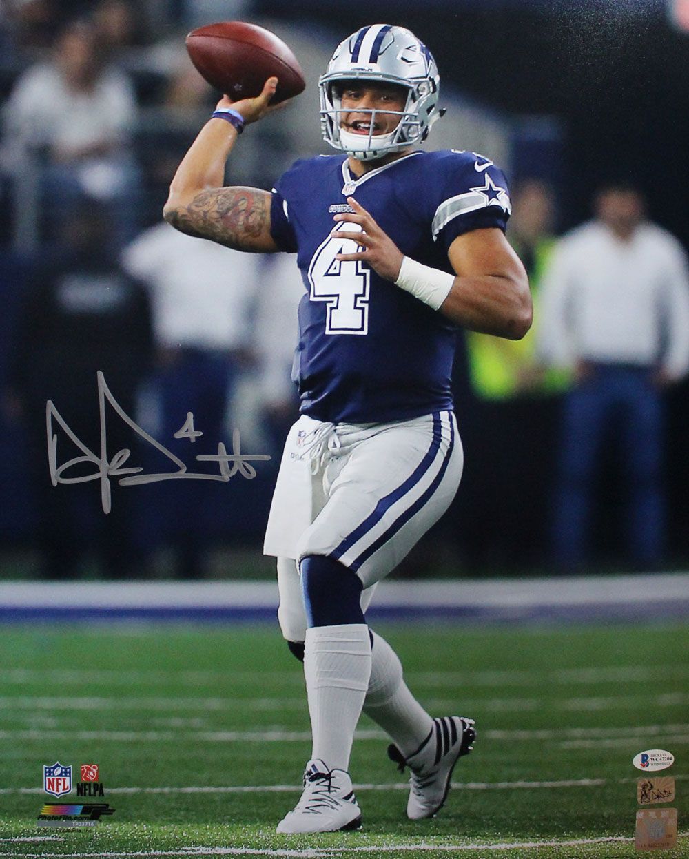 Dak Prescott Autographed/Signed Dallas Cowboys 16x20 Photo BAS PF