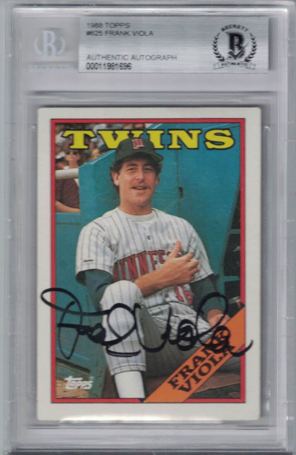 Frank Viola Autographed Minnesota Twins 1988 Topps #625 Trading Card BAS