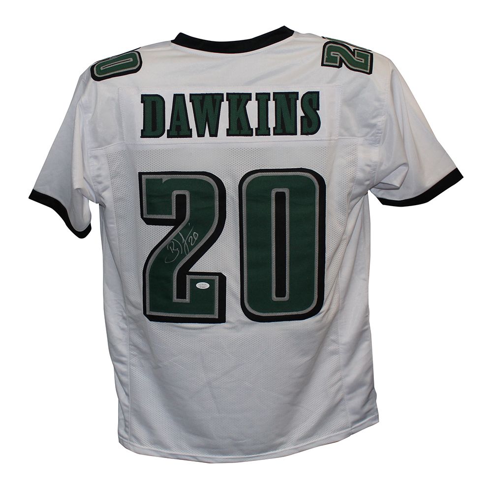 Brian Dawkins Autographed/Signed Pro Style White XL Jersey JSA