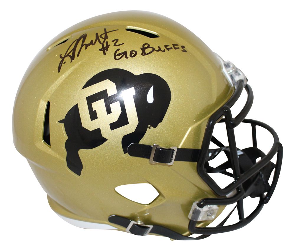Laviska Shenault Autographed Colorado Buffaloes Gold Speed Helmet BAS