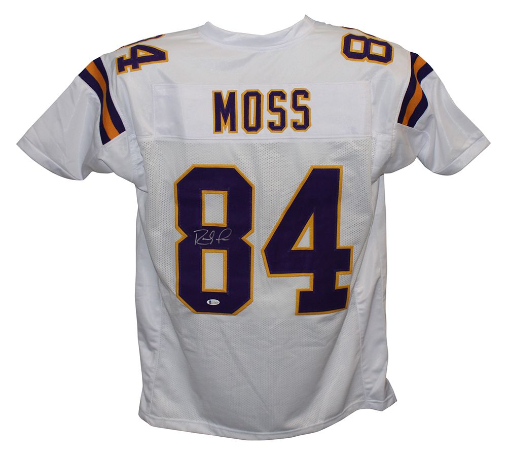 Randy Moss Autographed/Signed Pro Style White XL Jersey BAS