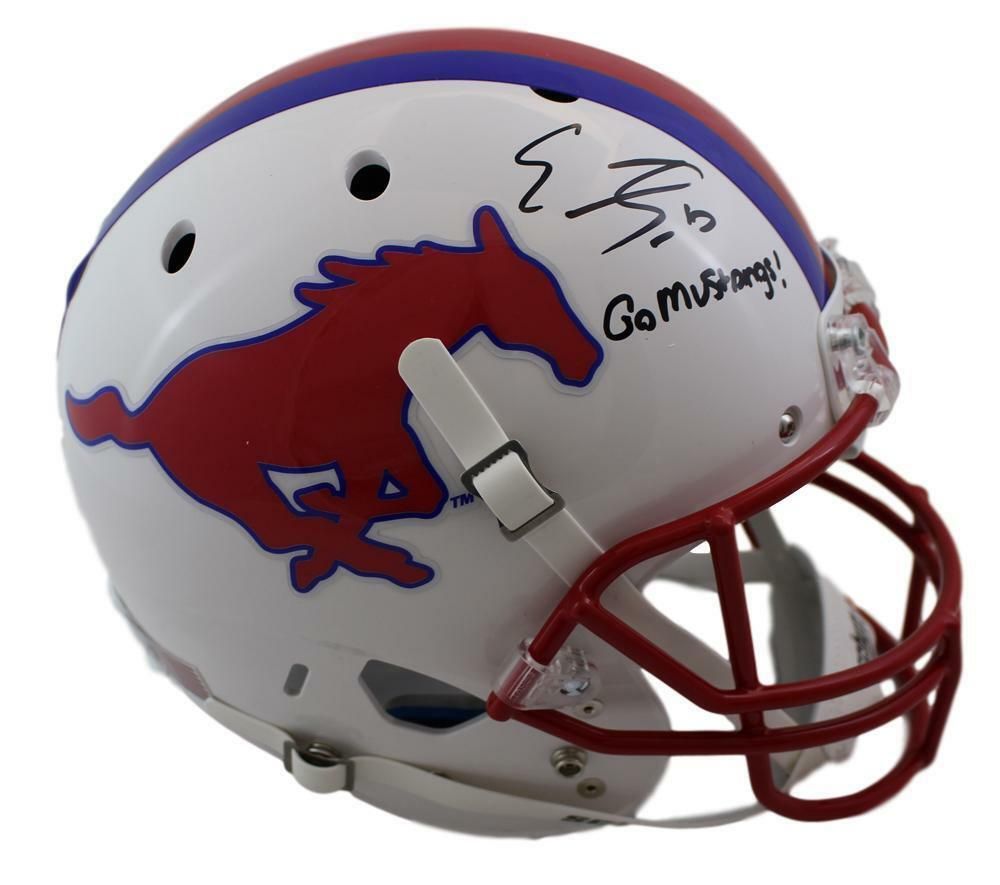 Emmanuel Sanders Autographed SMU Mustangs Replica White Helmet Go Mustangs JSA