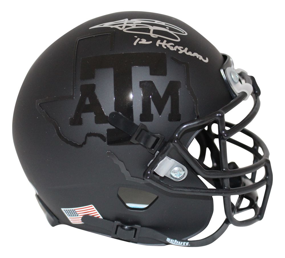Johnny Manziel Signed Texas A&amp;M Aggies Black Schutt Mini Helmet Heisman BAS