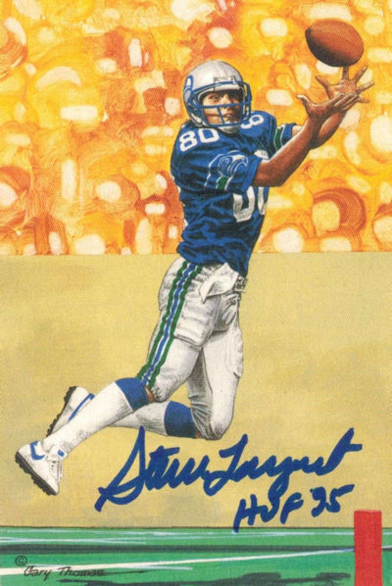 Steve Largent Autographed Seattle Seahawks Goal Line Art Card