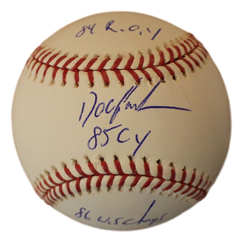 Dwight Gooden Autographed/Signed New York Mets OML Baseball Stats JSA